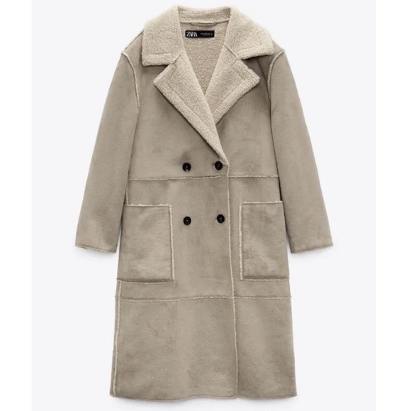 Zara Jackets & Coats Zara Womens Beige Cream Contrasting Fleece